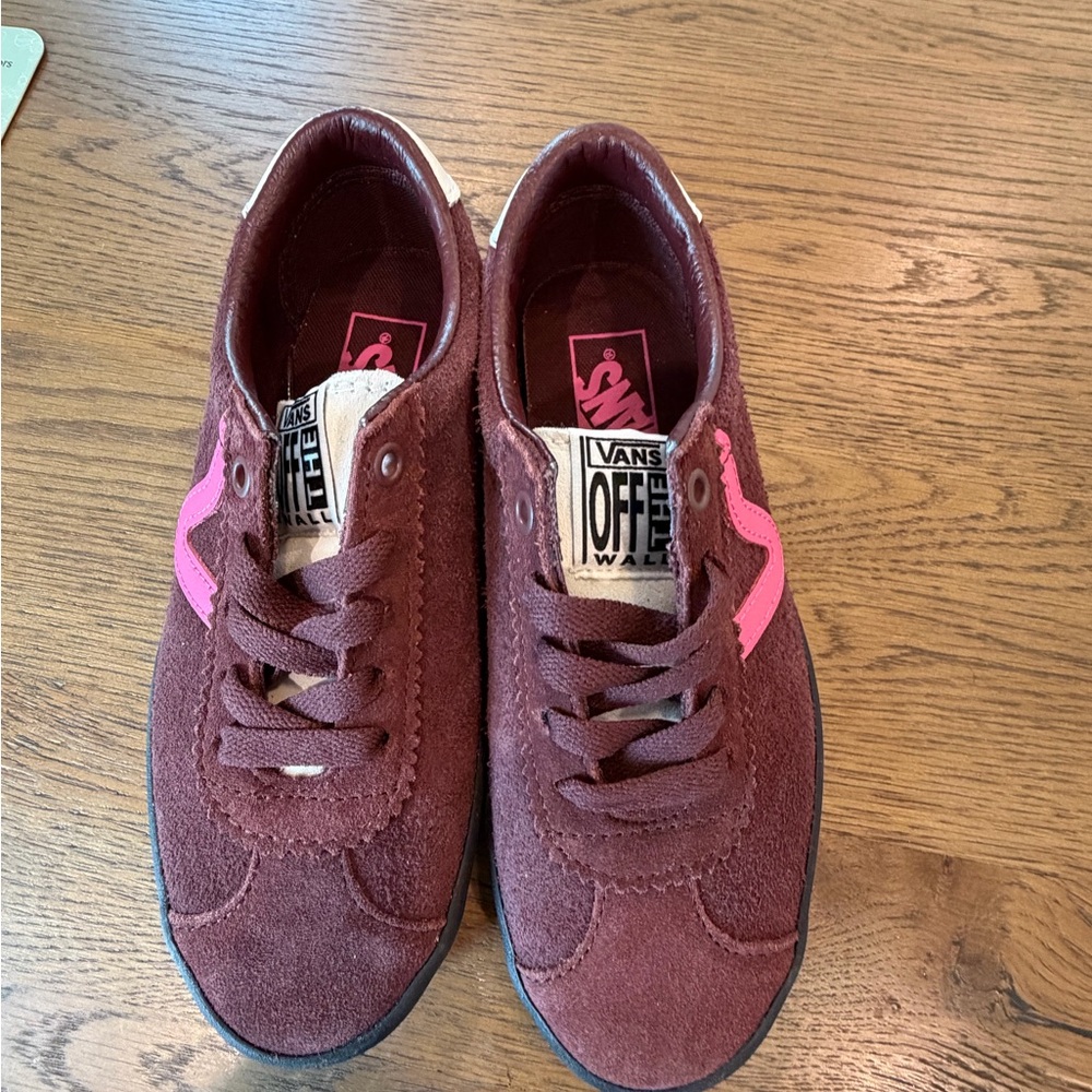 Vans Off The Wall Burgundy Suede Sneakers Pink Stripe Women’s 5 / Men’s
